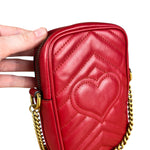 Gucci GG Marmont Vertical Phone Crossbody Bag Red