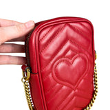 Gucci GG Marmont Vertical Phone Crossbody Bag Red