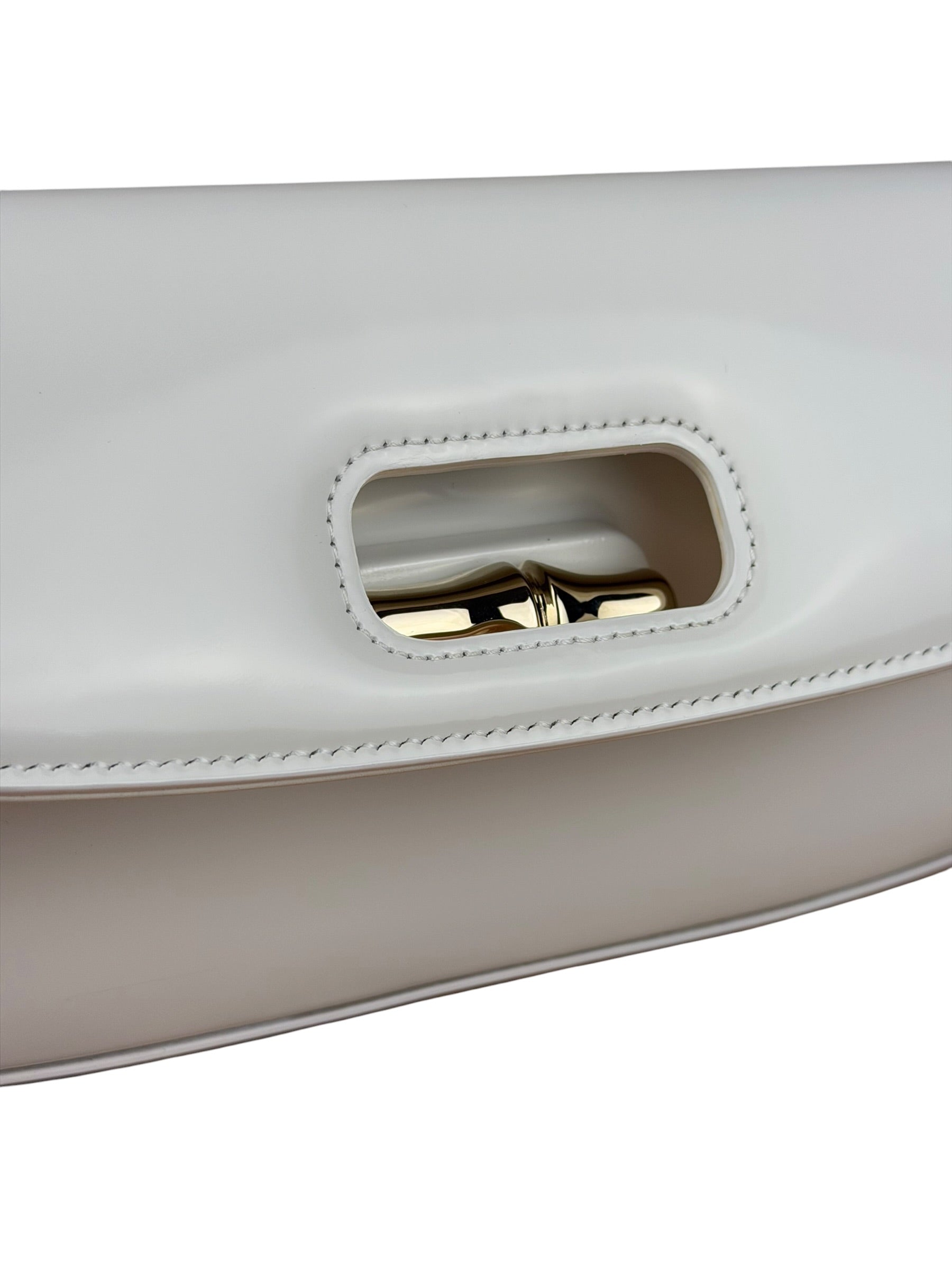 Gucci White Leather Bamboo Night Small Clutch/Pochette