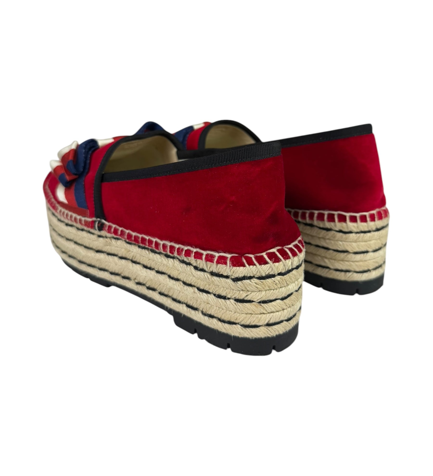 Gucci Red Velvet Pilar Platform Espadrilles