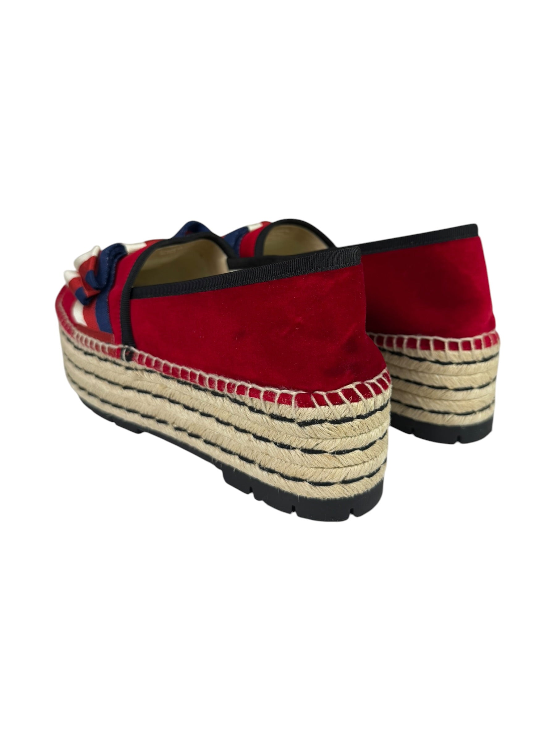 Gucci Red Velvet Pilar Platform Espadrilles