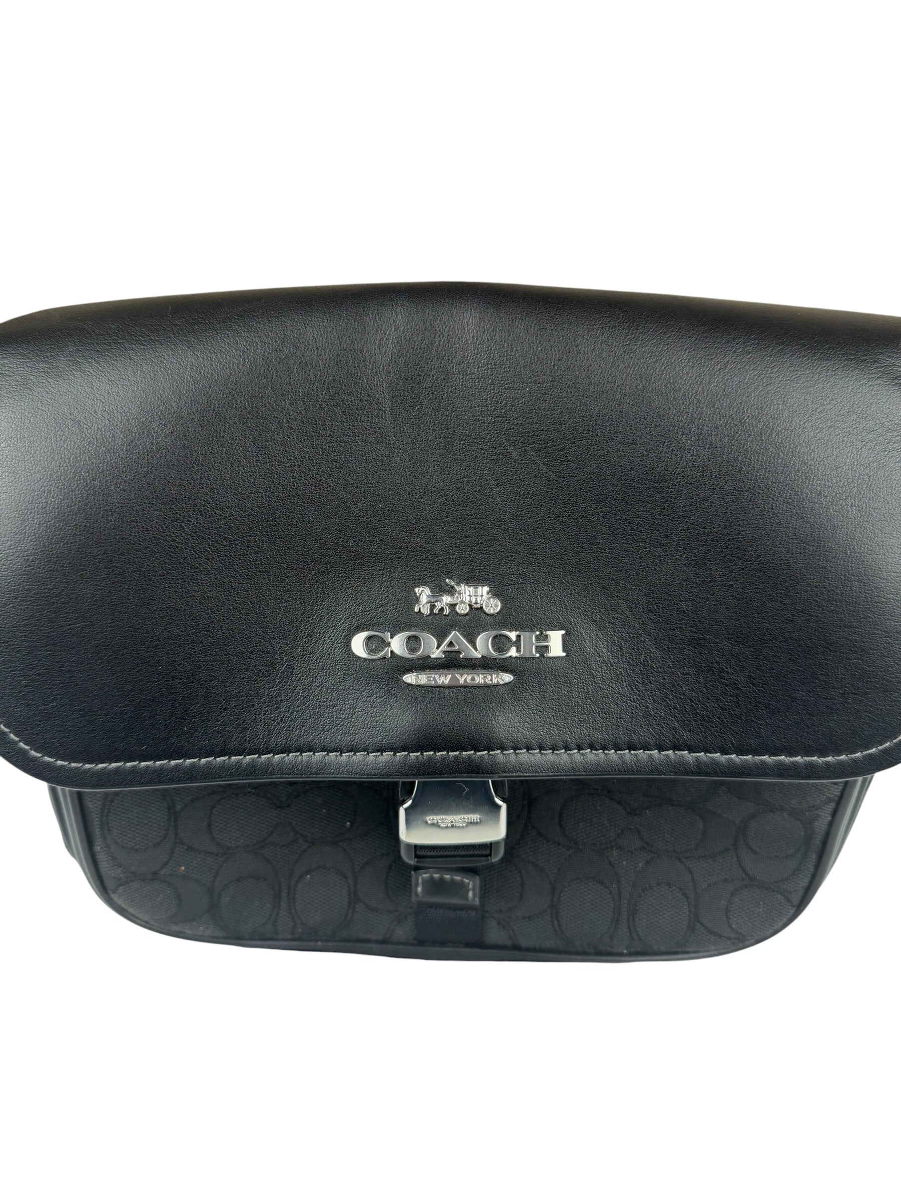 Coach Black Leather Pace Messenger Crossbody Bag