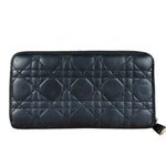 Christian Dior Vintage Black Quilted Leather Zippy Wallet