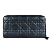 Christian Dior Vintage Black Quilted Leather Zippy Wallet