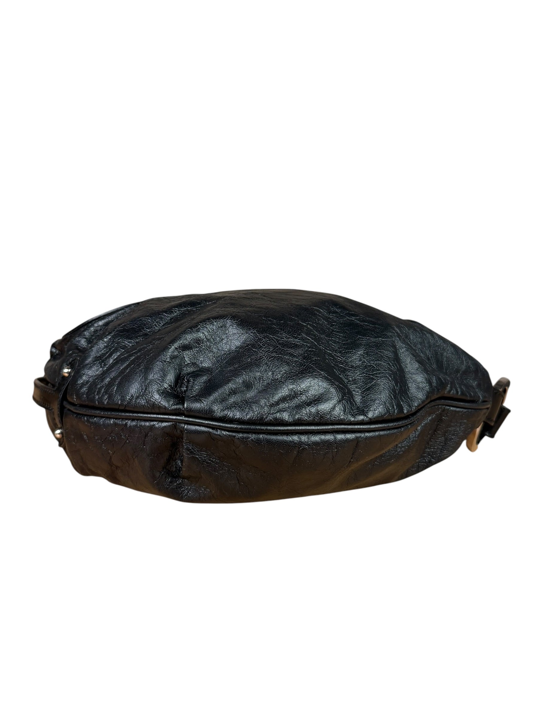 Fendi Vintage Black Leather Oyster Hobo Bag