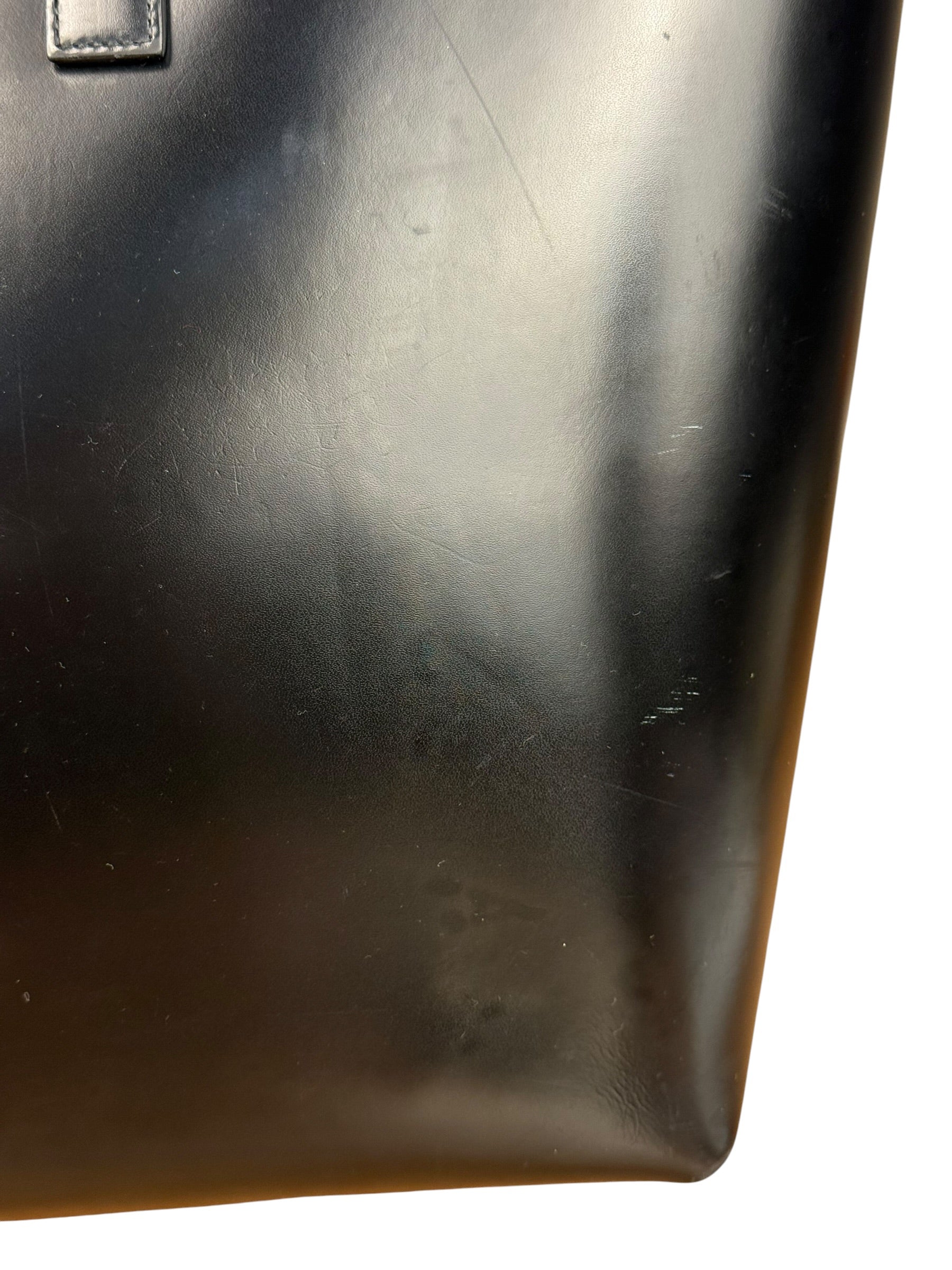 Saint Laurent Black Leather Shopping Tote Bag