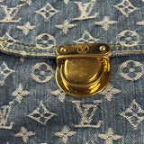 Louis Vuitton Denim Leather Trim Monogram Flat Tote Bag