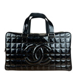 Chanel Black Patent Chocolate Bar Bowler Bag 2002