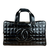 Chanel Black Patent Chocolate Bar Bowler Bag 2002