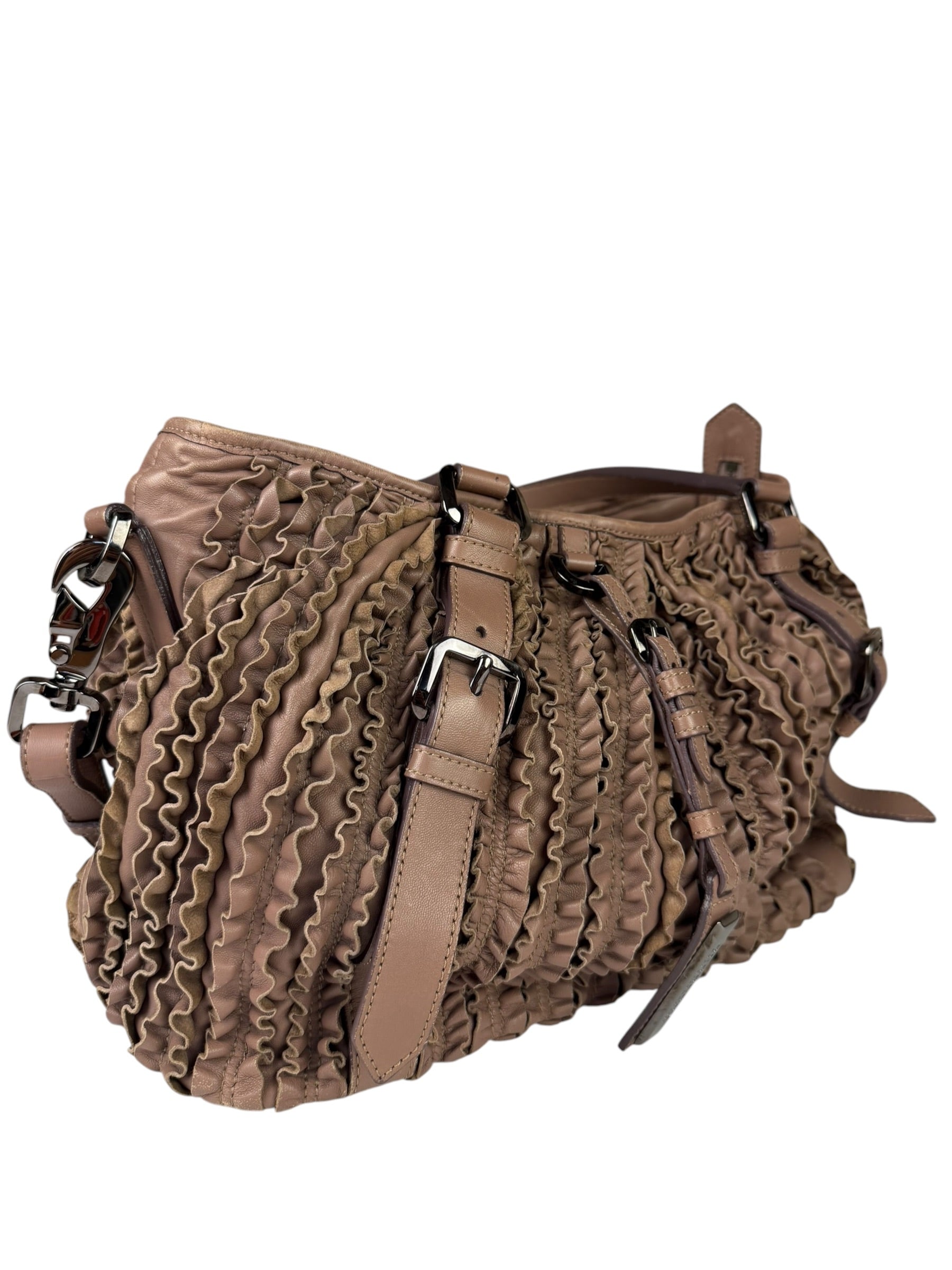Burberry Purple Leather Ruffled Lowery Bag