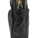 Chanel Vintage Black Leather Mademoiselle Vertical Quilted Shoulder Bag 1990's