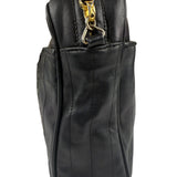 Chanel Vintage Black Leather Mademoiselle Vertical Quilted Shoulder Bag 1990's