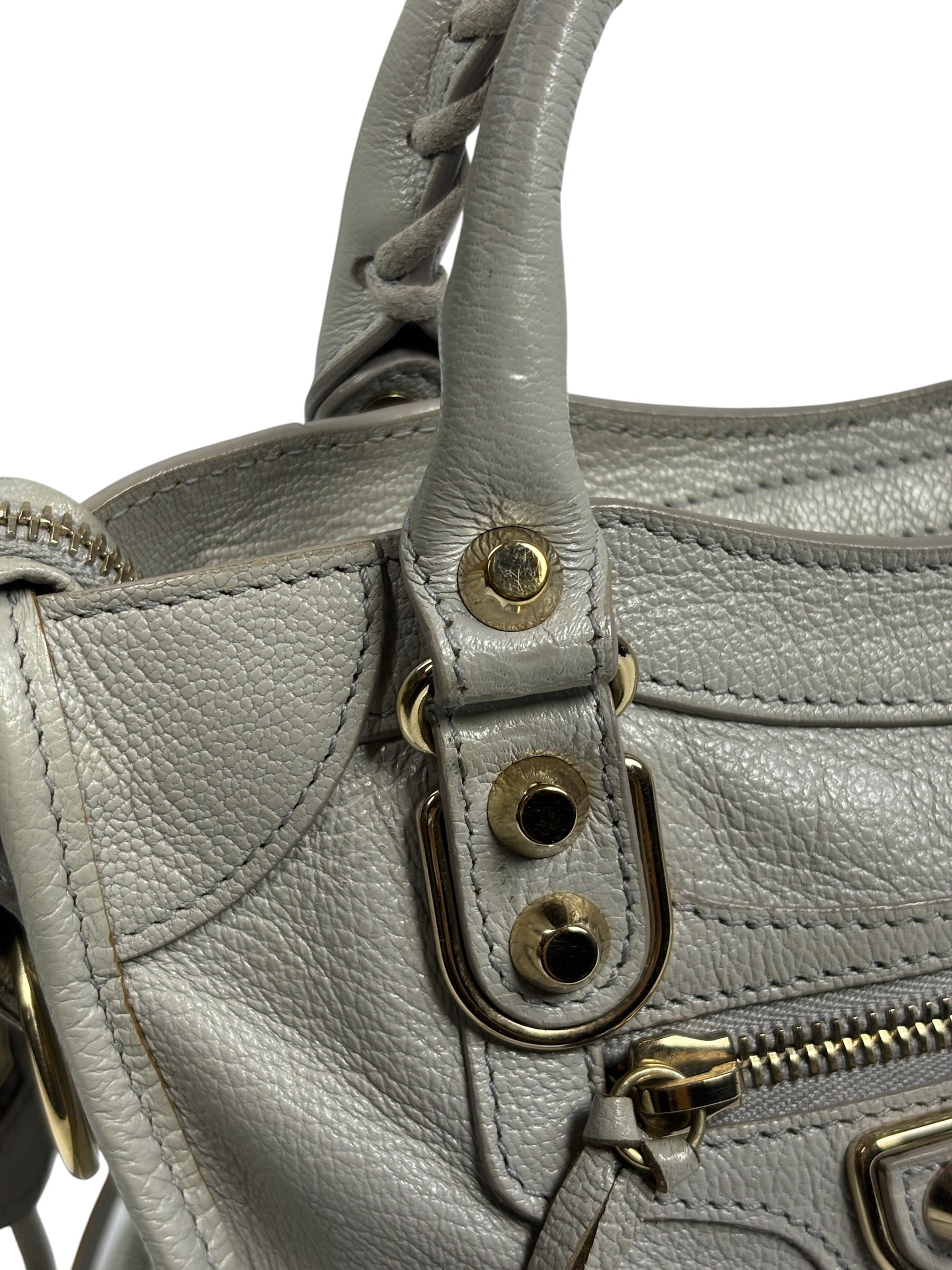 Balenciaga Grey Leather Nano City Two-Way Bag