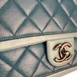 Chanel CC Two-Toned Blue Leather Flap Bag 2014