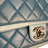 Chanel CC Two-Toned Blue Leather Flap Bag 2014