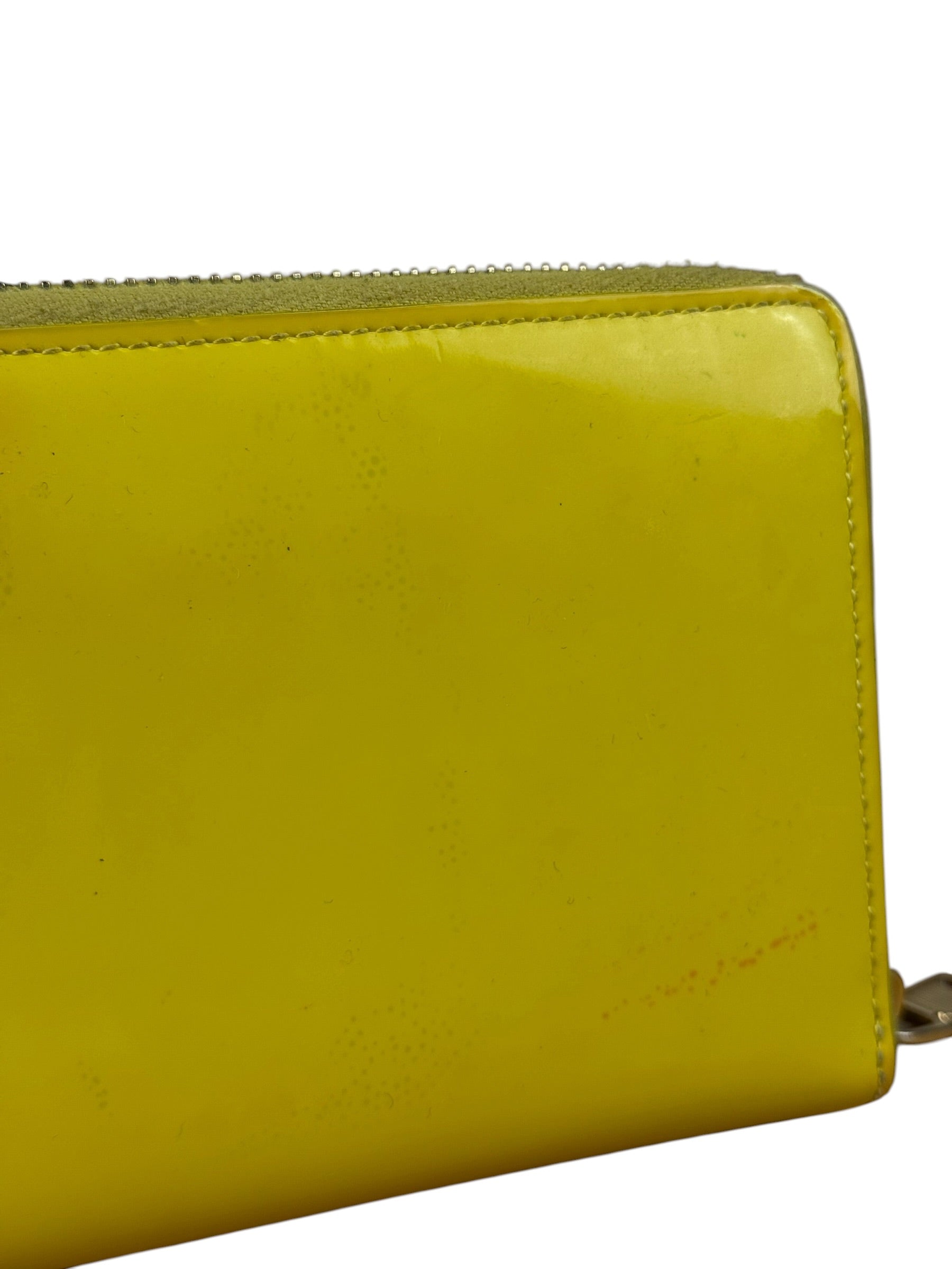 Yves Saint Laurent Yellow Patent Leather Zip-Around Long Wallet