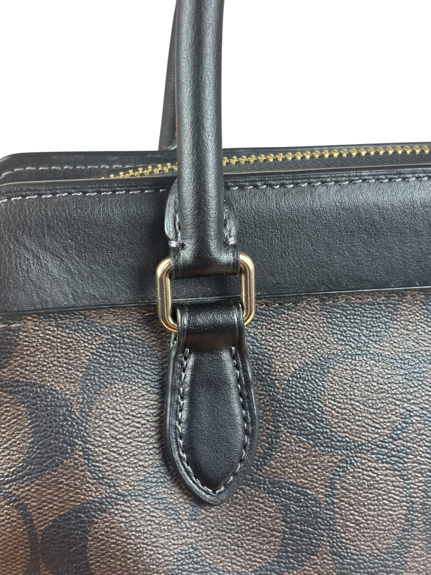 Coach Brown/Black Canvas Mini Darcie Carryall Two-Way Bag