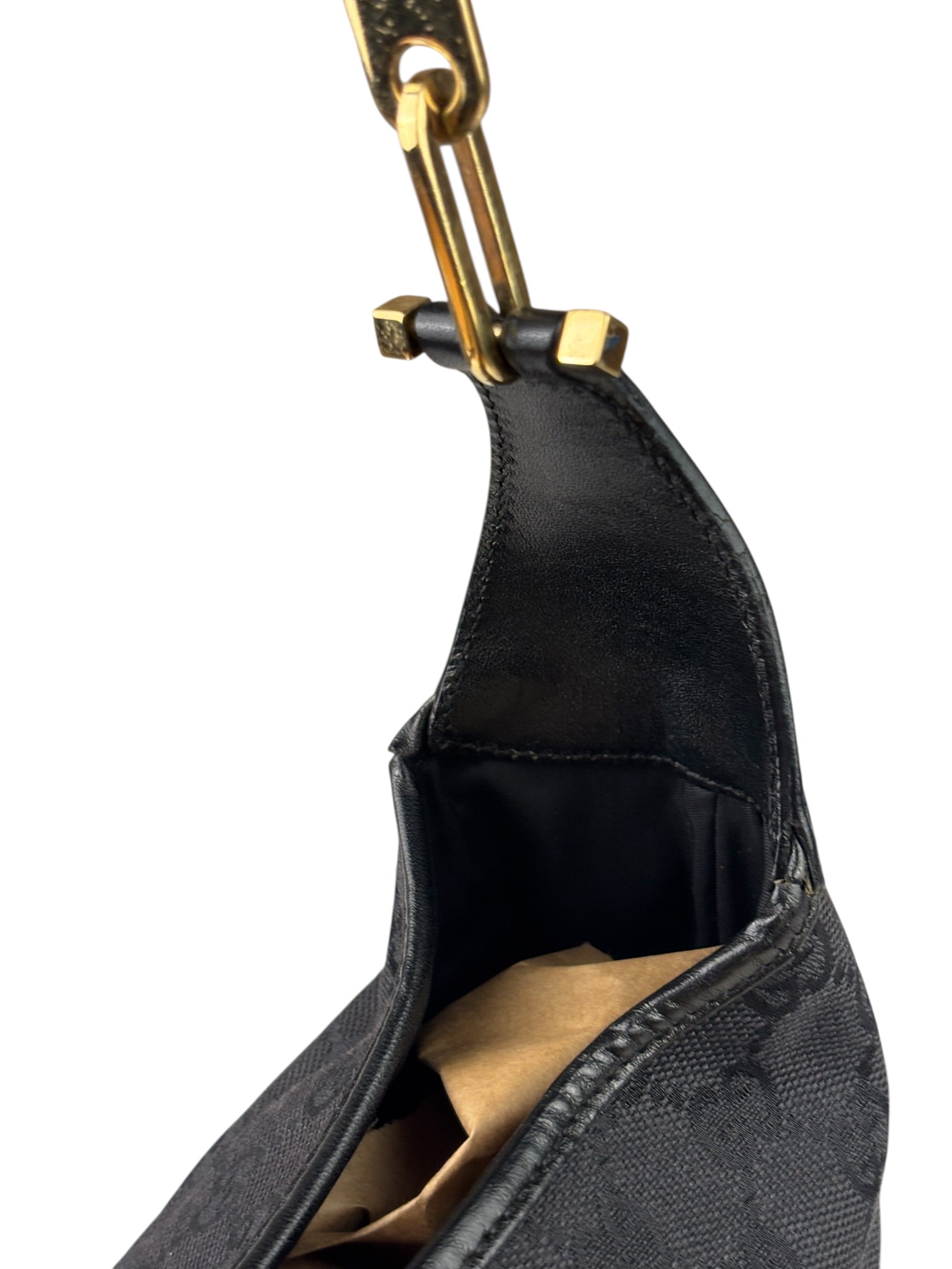 Gucci Black/Grey Leather Trim Jackie Hobo Bag