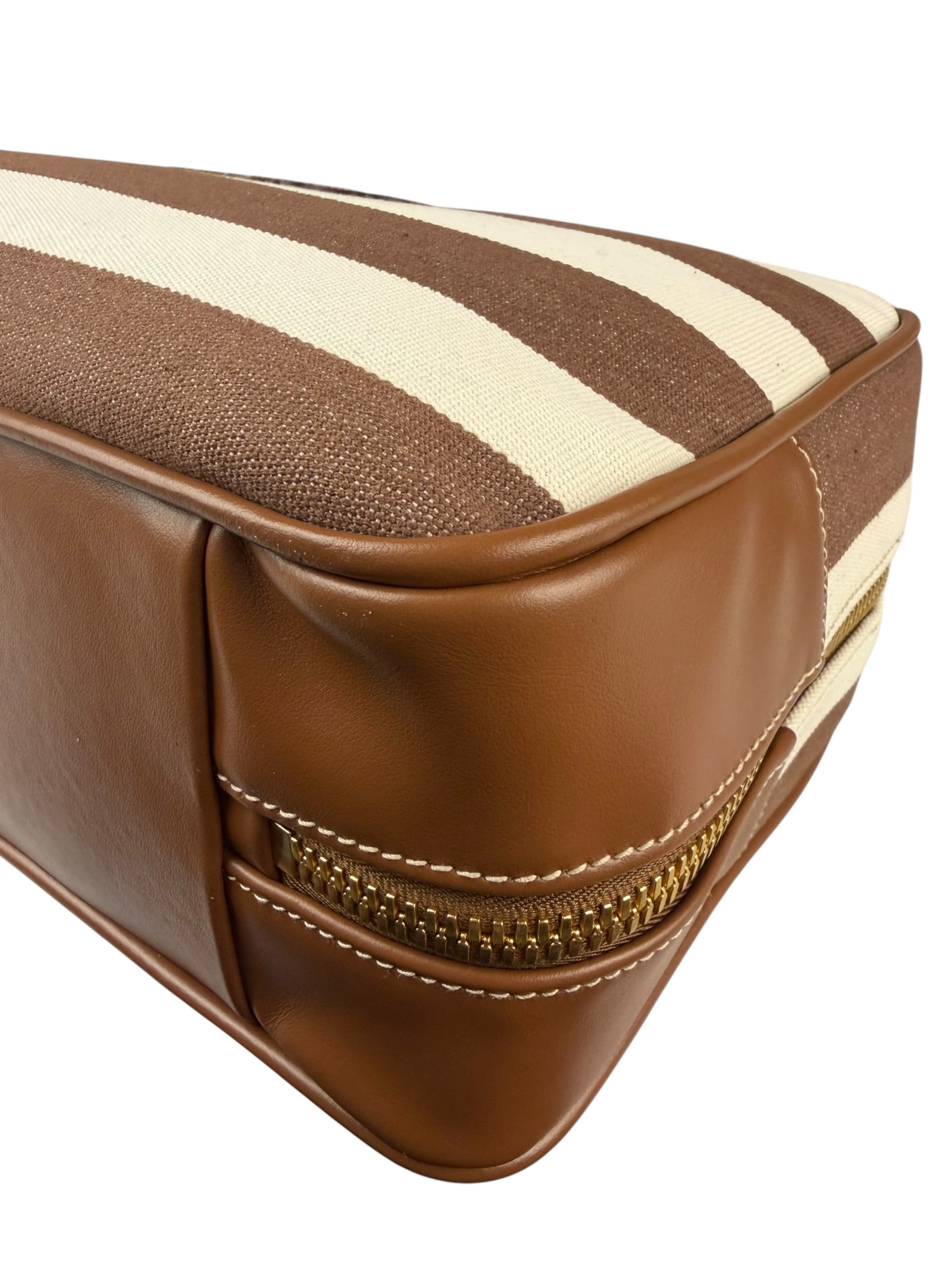 Miu Miu Canvas Stripped Beau Top Handle Bag