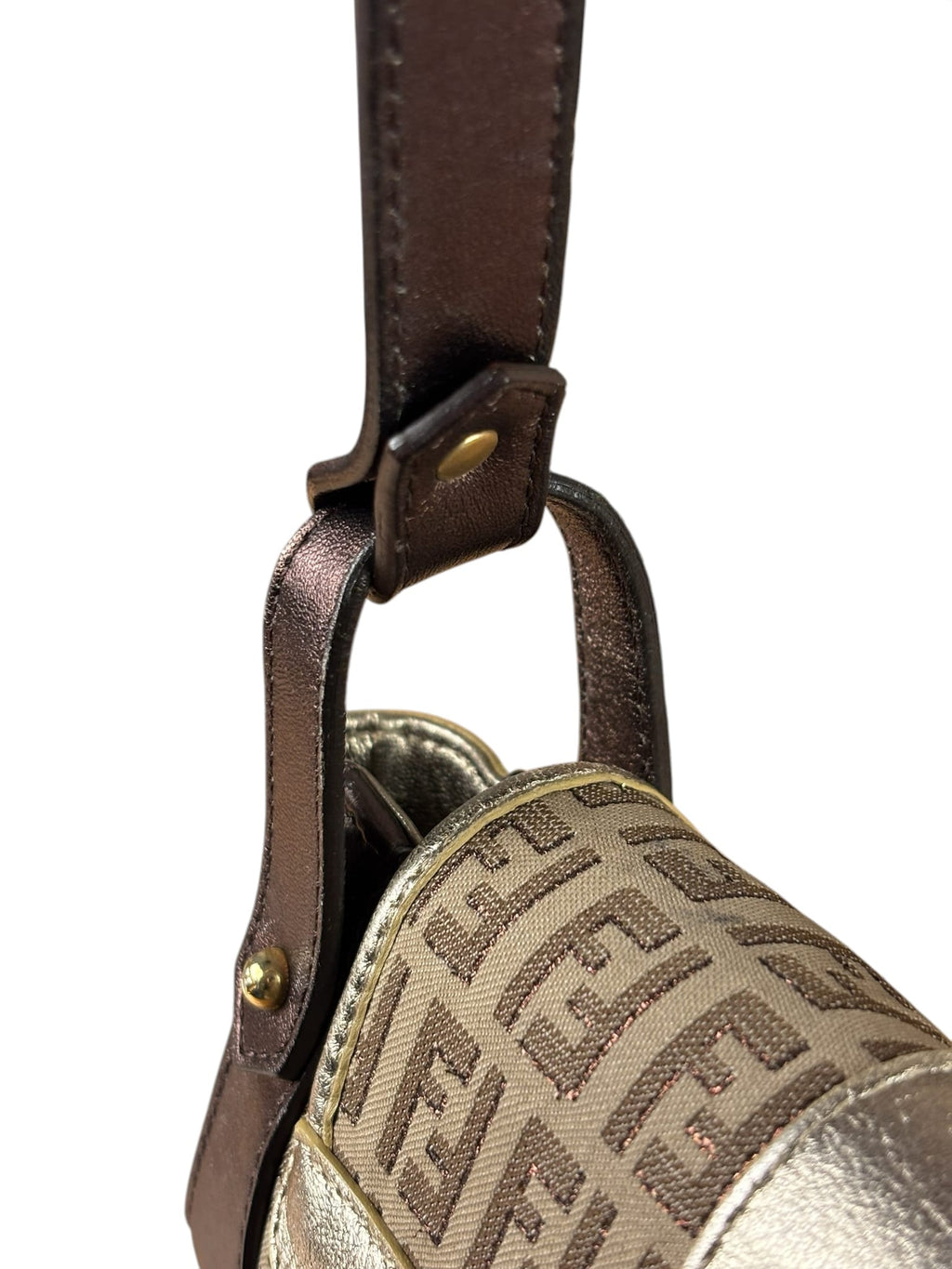 Fendi Colorblock Leather Trim Zucca Compilation Baguette