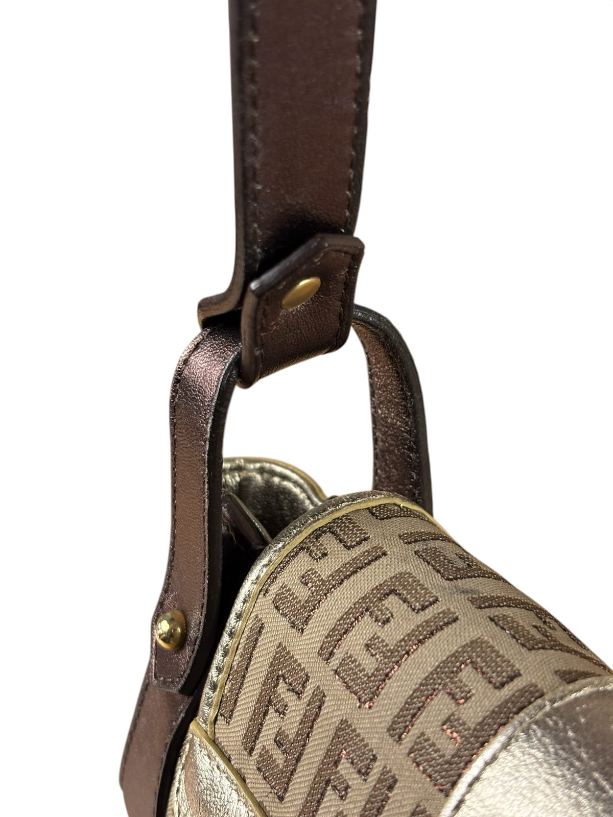 Fendi Colorblock Leather Trim Zucca Compilation Baguette
