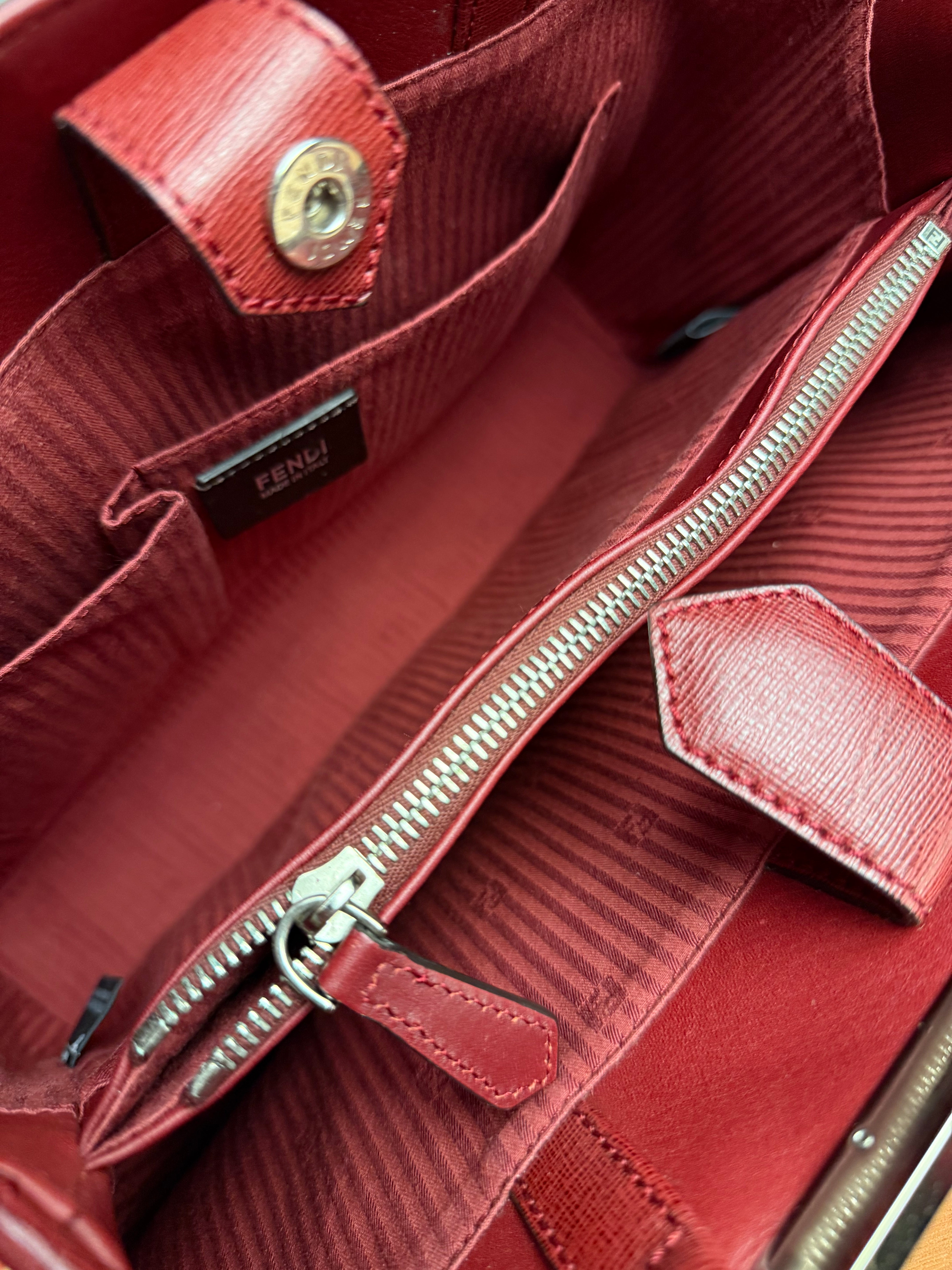 Fendi 2Jours Red Geometric Medium Tote