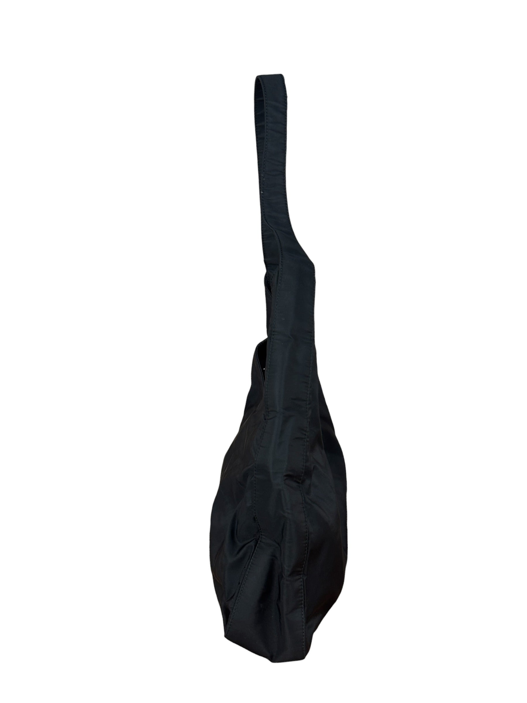 Prada Vintage Black Nylon Hobo Shoulder Bag