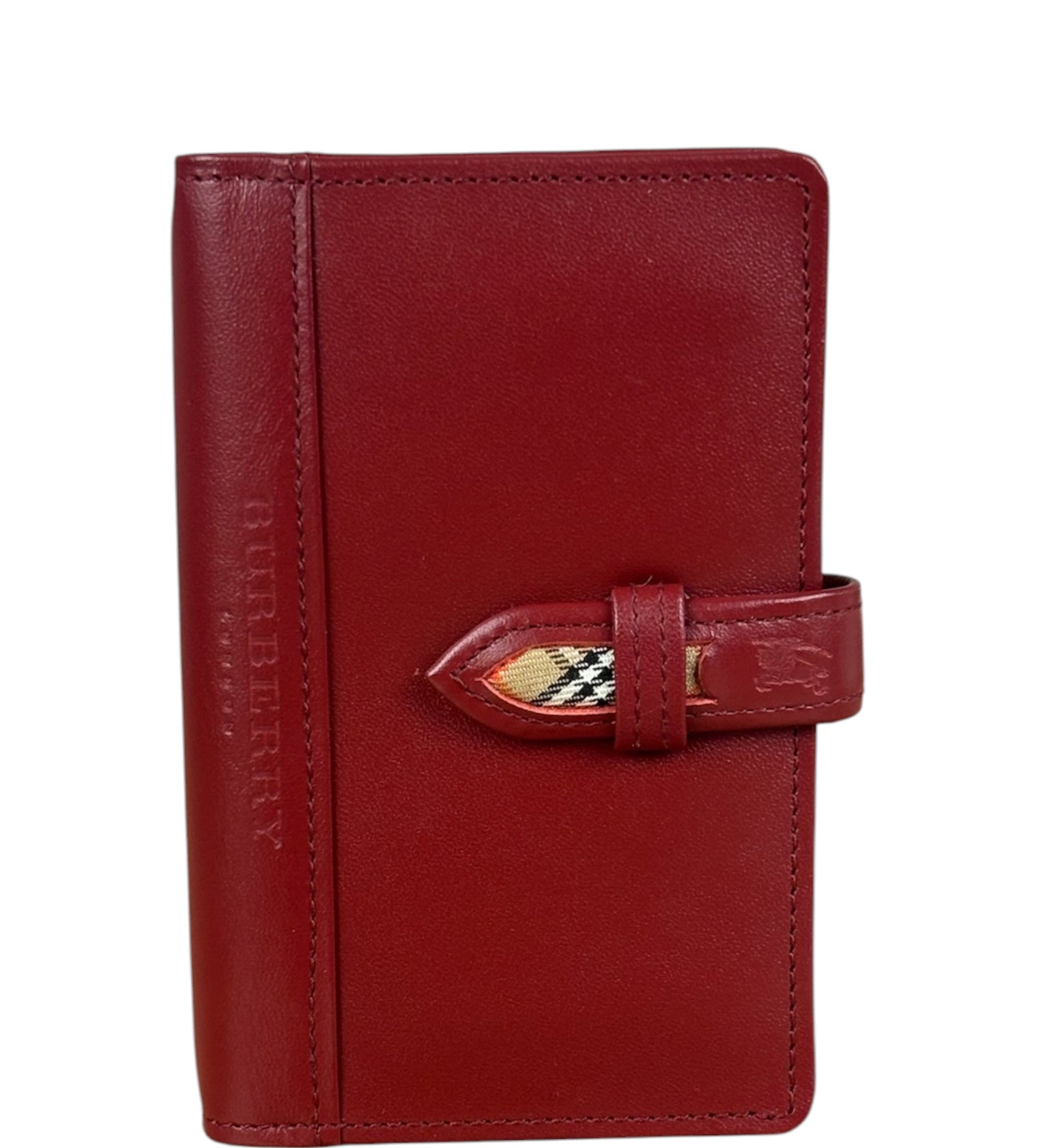 Burberry Red Leather London 5-Ring System Binder Planner