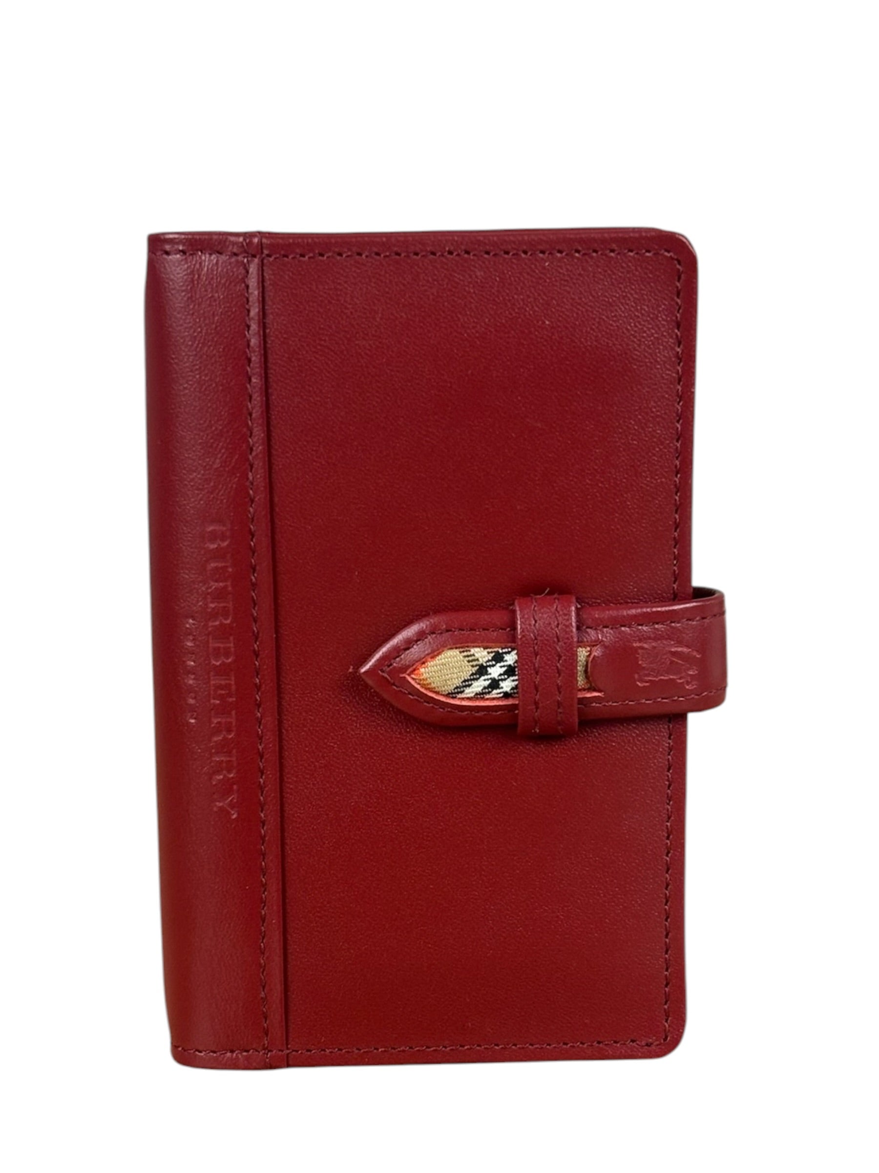 Burberry Red Leather London 5-Ring System Binder Planner
