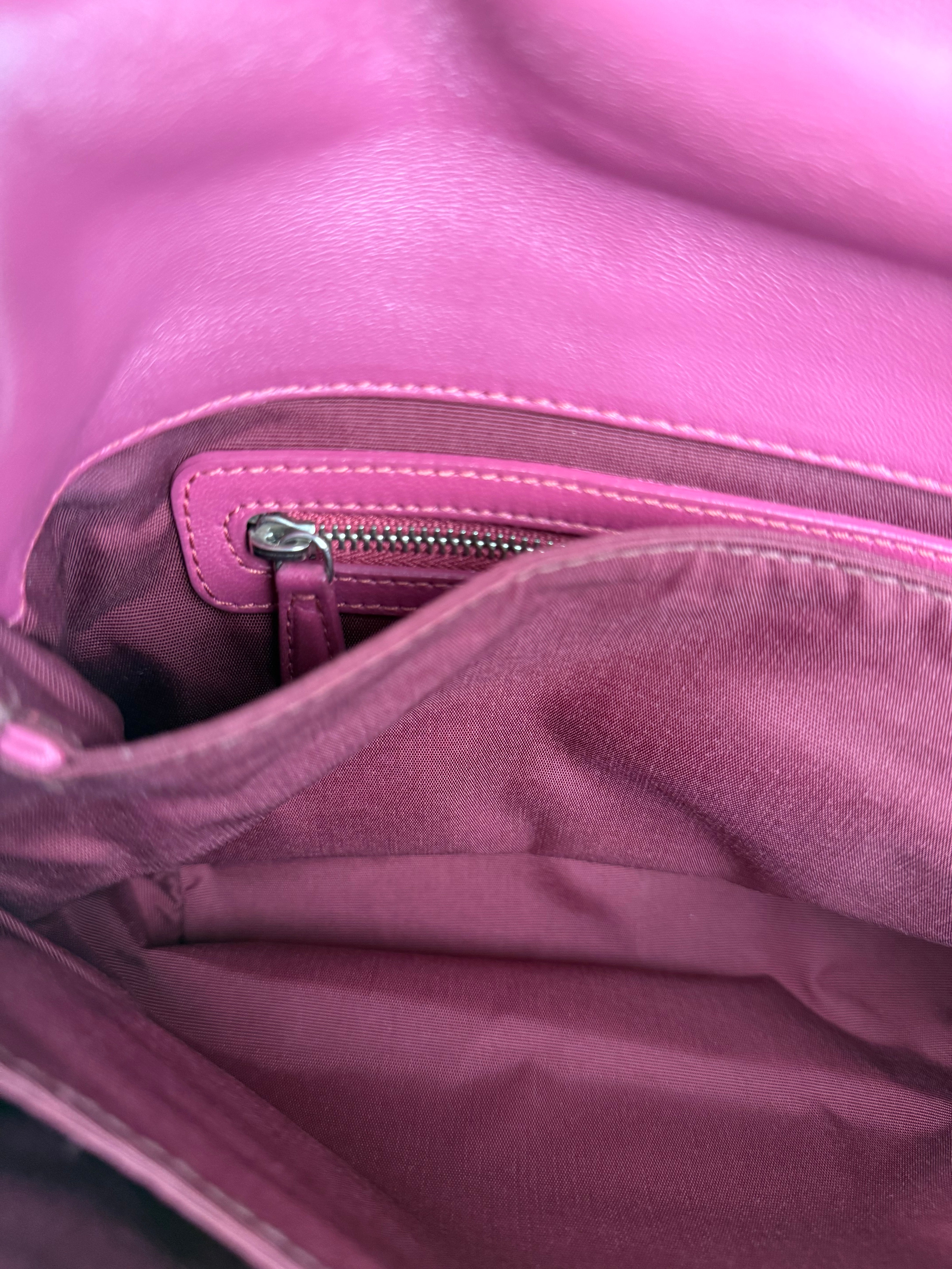 Christian Dior Purple Ruffle Leather New Lock Flap Bag