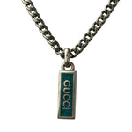 Gucci Sterling Silver Tag Turquoise Enamel Pendant Necklace