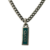 Gucci Sterling Silver Tag Turquoise Enamel Pendant Necklace