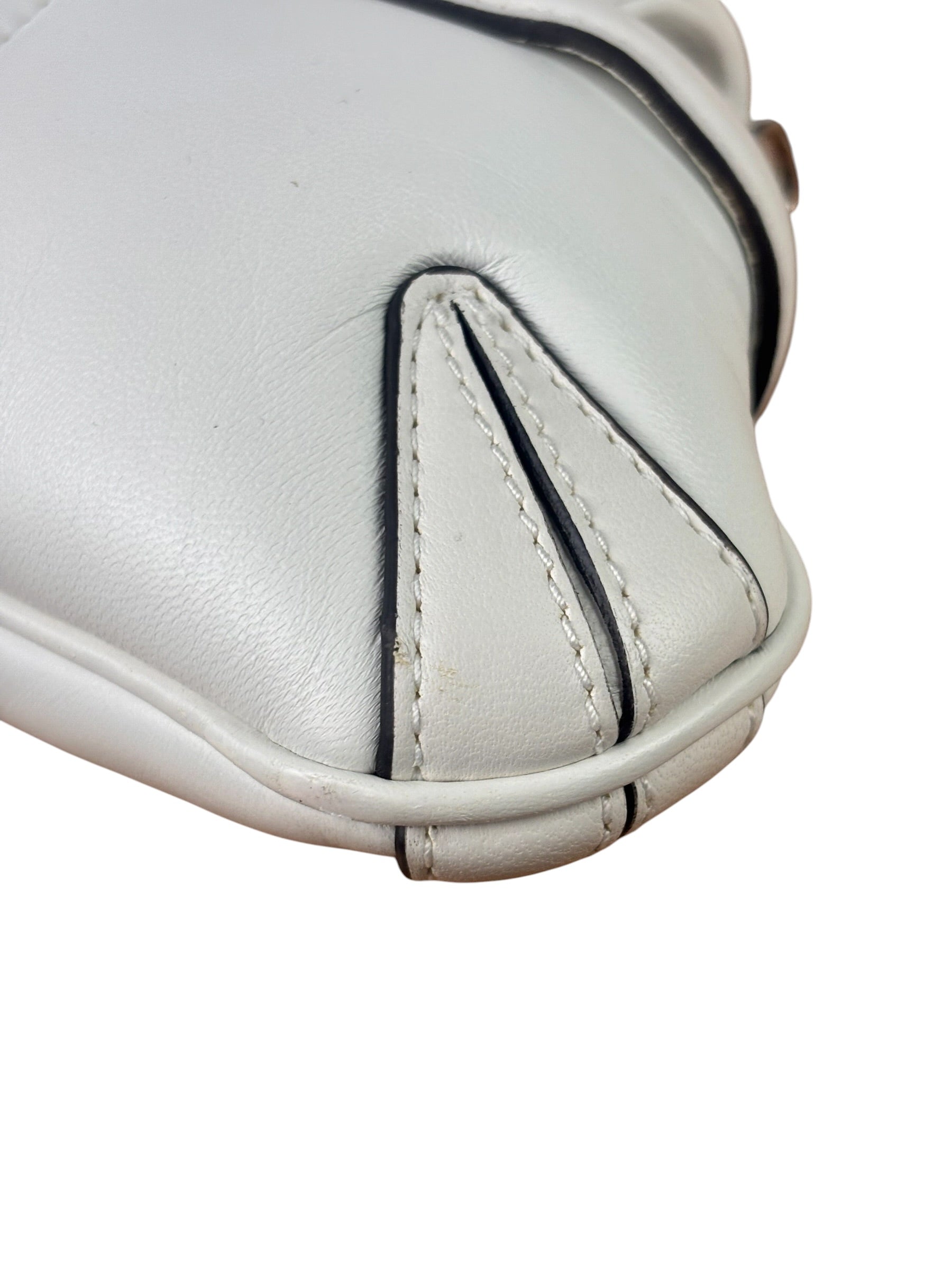 Gucci White Leather Horsebit Shoulder Bag