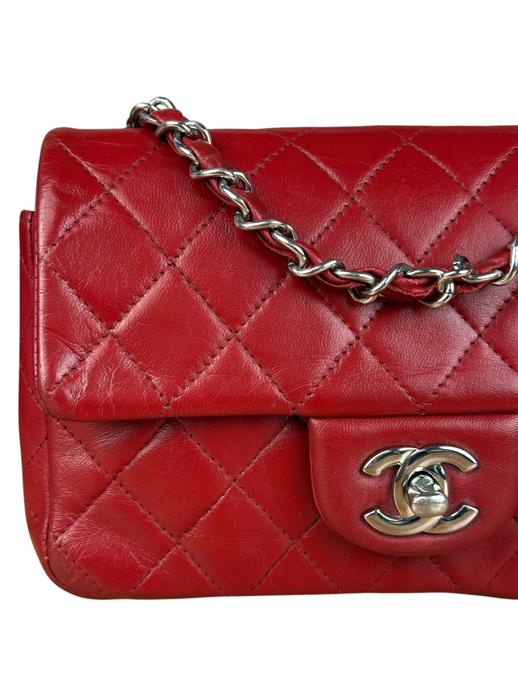 Chanel Red Quilted Leather Classic Mini Flap Bag 2012