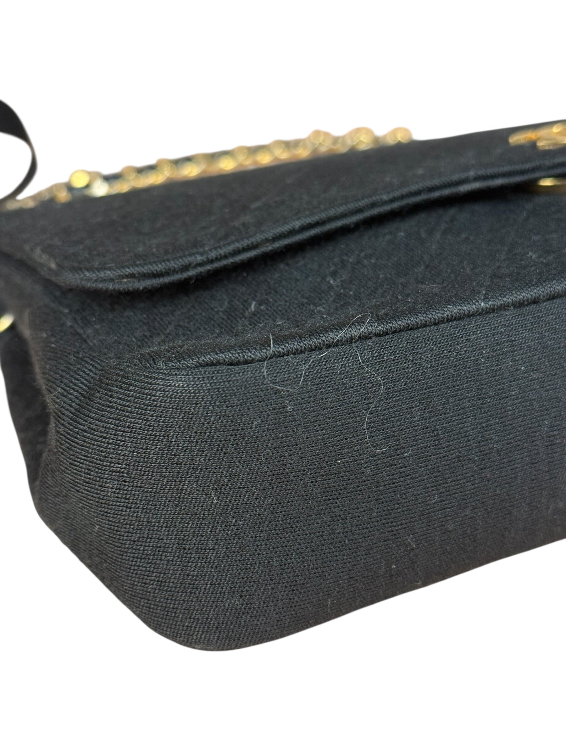 Chanel Vintage Black Cotton Quilted Flap Bag