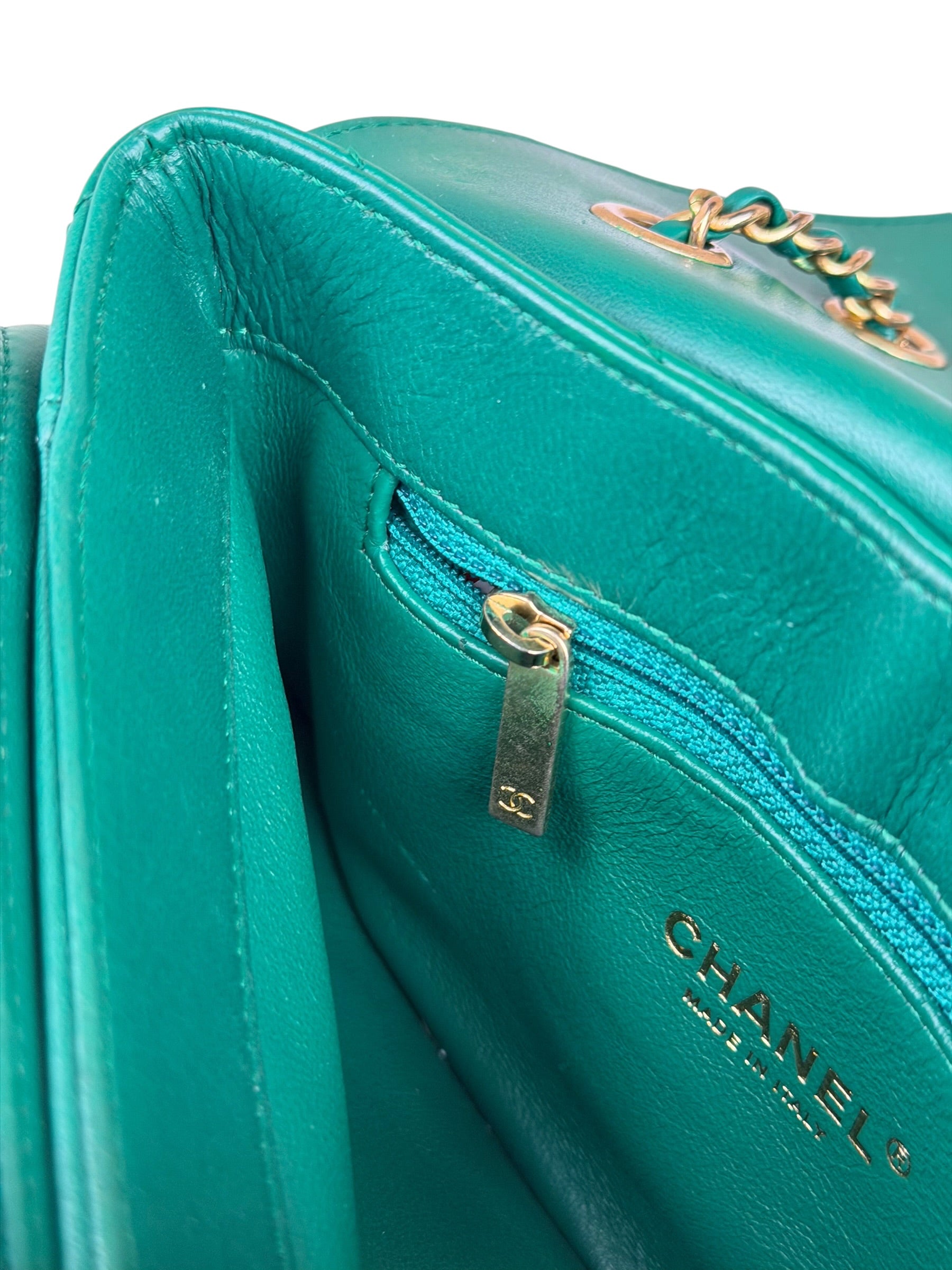 Chanel Green Lambskin Shoulder Bag 2018