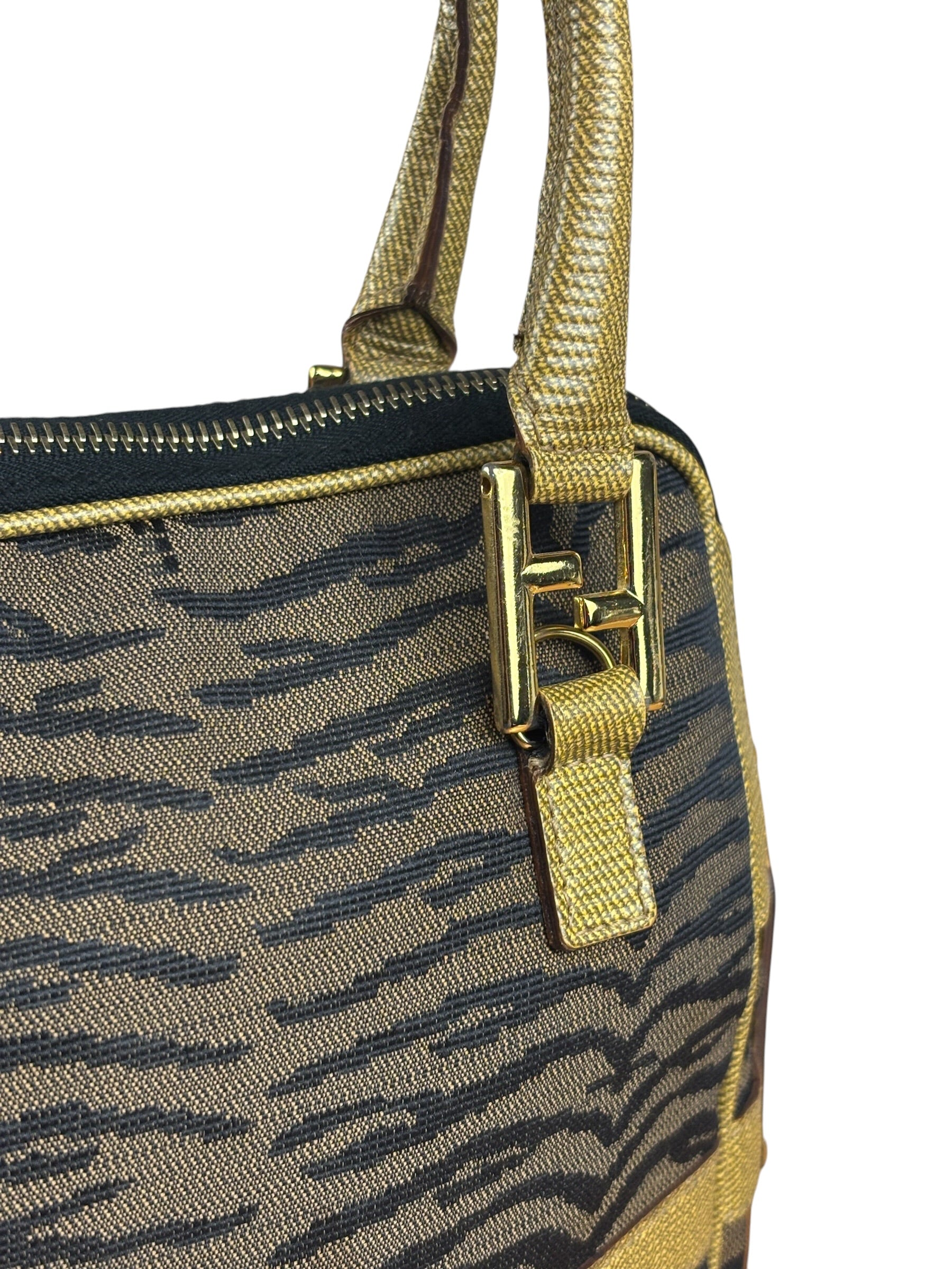 Fendi Vintage Tiger Print Mini Bowler Bag