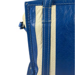 Balenciaga White/Blue Bazar Stripe Two-Way Tote Bag