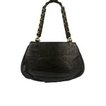 Fendi Black Leather Mia Chain Hobo Bag