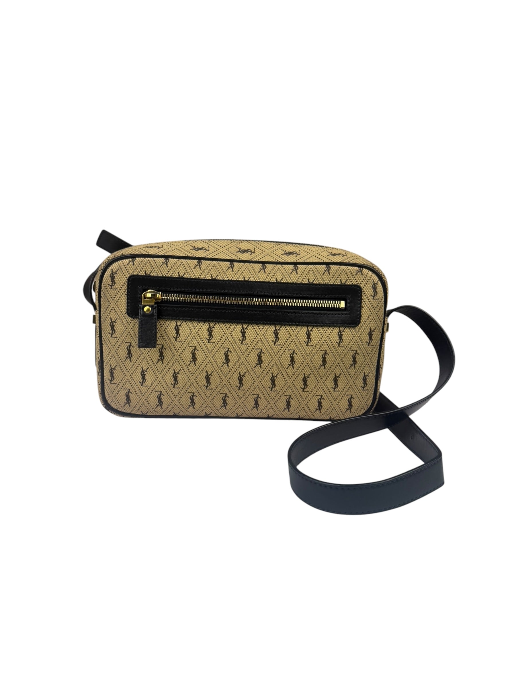Saint Laurent YSL Beige Logo Print Crossbody Bag