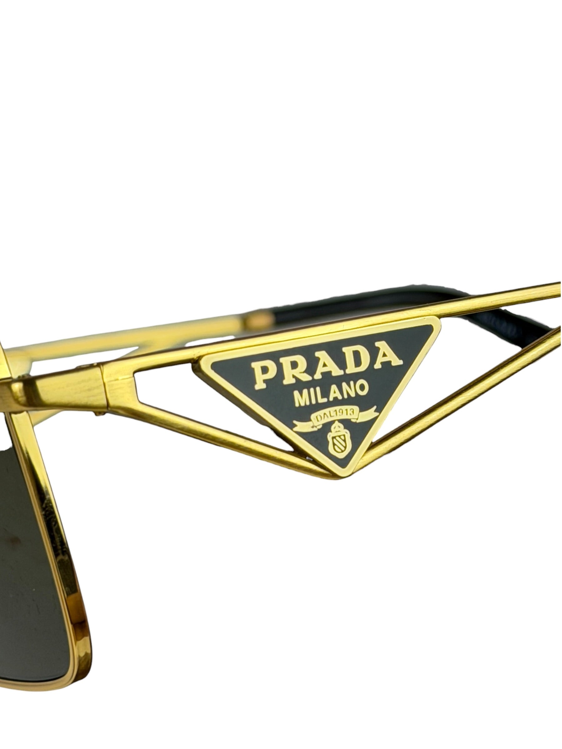 Prada Black/Gold PR A52S Rectangular Sunglasses
