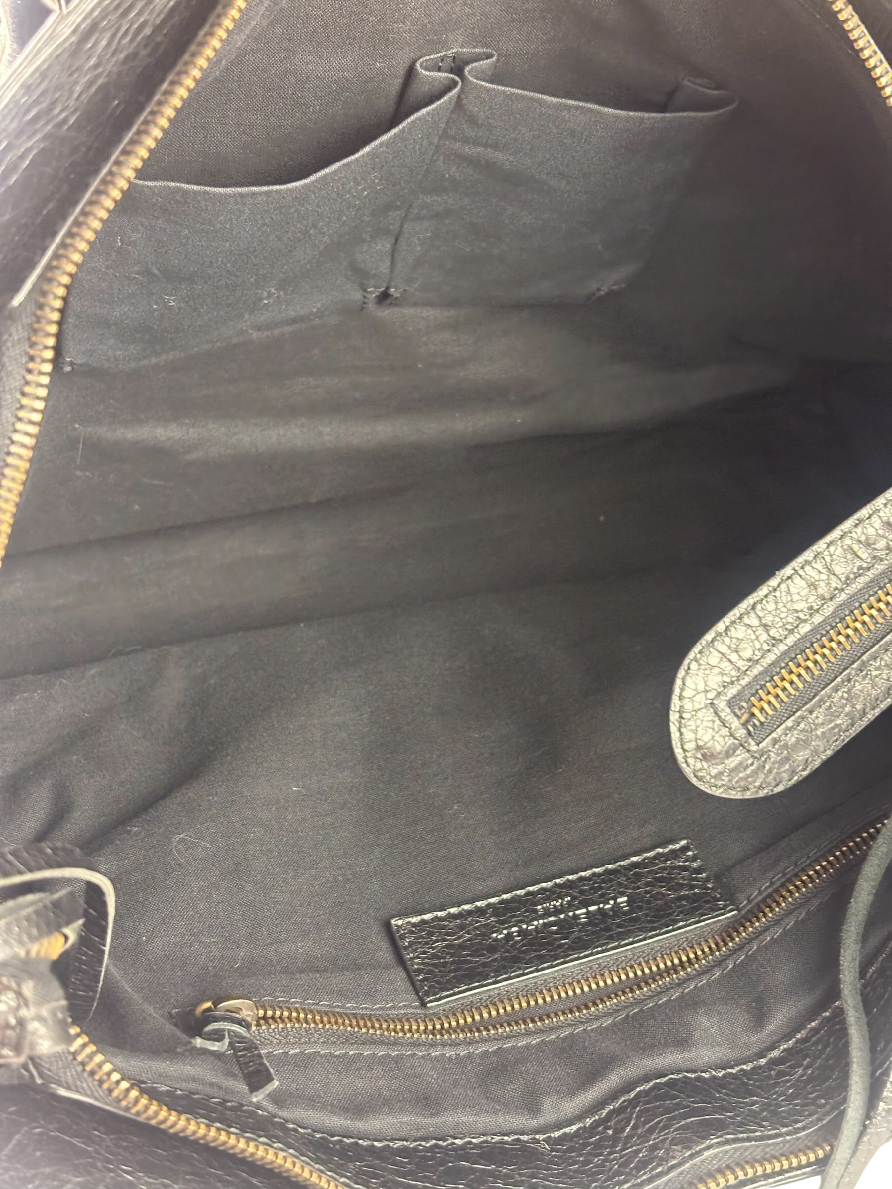 Balenciaga Black Lambskin Moto Work Two-Way Bag