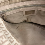 Fendi Grey Leather Trim Zucca Baguette