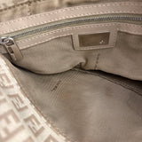 Fendi Grey Leather Trim Zucca Baguette