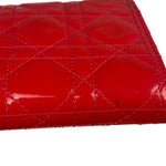 Christian Dior Cannage Red Patent Leather Wallet On Chain