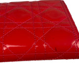 Christian Dior Cannage Red Patent Leather Wallet On Chain