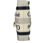 Chloe Beige Leather Trim Woody Tote Bag