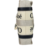 Chloe Beige Leather Trim Woody Tote Bag