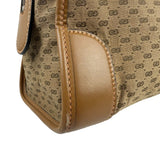 Gucci Brown Leather Trim Micro GG Sherry Line Boston Handbag