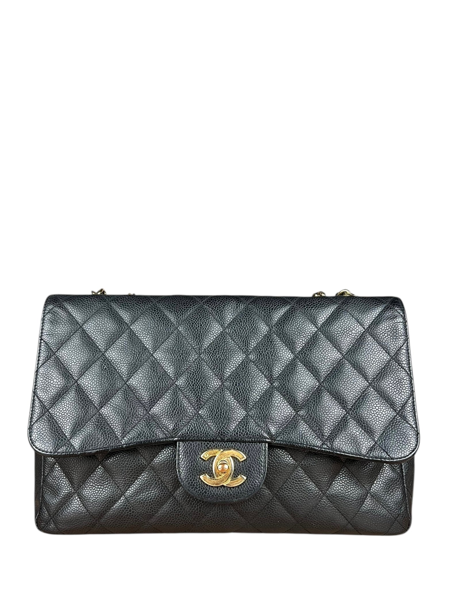 Chanel Black Caviar Leather Single Flap Bag '04